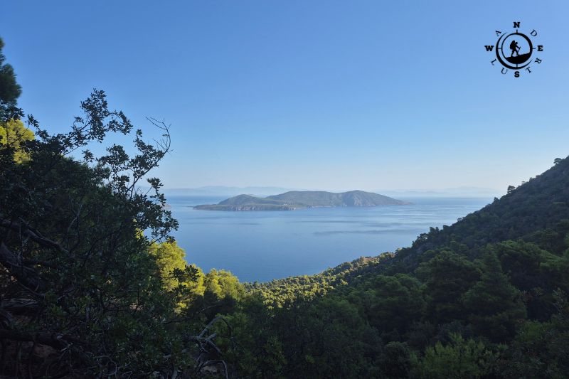 Panoramic sea and pine forest view during the Methana hike